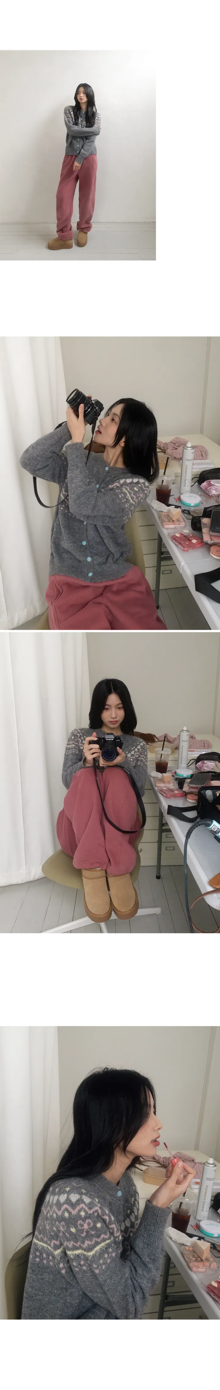 [🍭래글런/단독진행] 솜사탕 노르딕 패턴가디건 - 2 color (러블리/소장가치/라운드/헤어리/빈티지/포인트) 상세 이미지 15