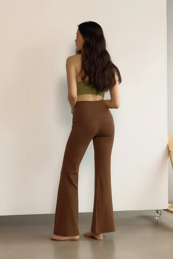 High Waist Bootcut Pants (Brown) 상세 이미지 3