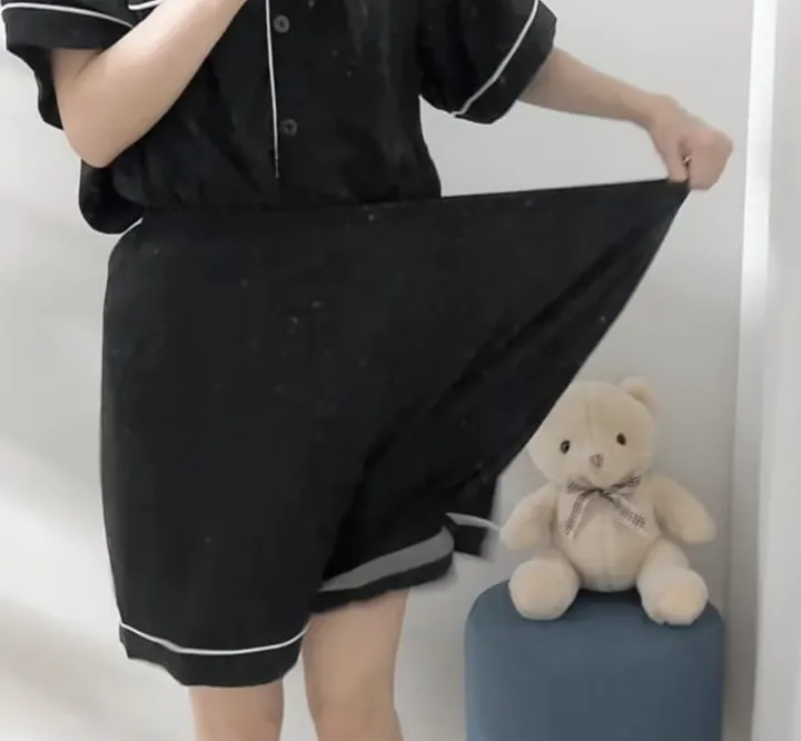 [88~110사이즈🖤신상할인] 여름 잠옷 홈웨어 봄 간절기 블랙 세트 수면 선물 커플 빅사이즈 플러즈 2XL 3XL 4XL 5XL 99 100 상세 이미지 4