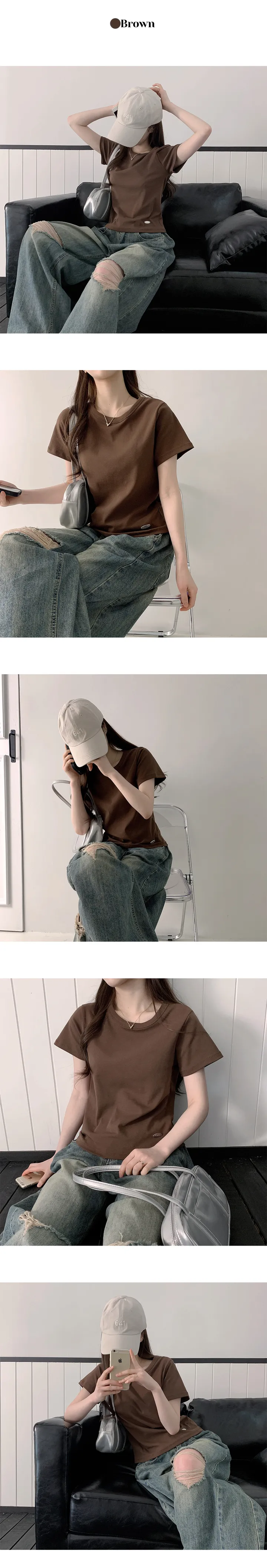 [MADE/베이직템/고퀄리티] 시솔 루즈핏 무지 와펜 세미 크롭 반팔티 (4color) 상세 이미지 19
