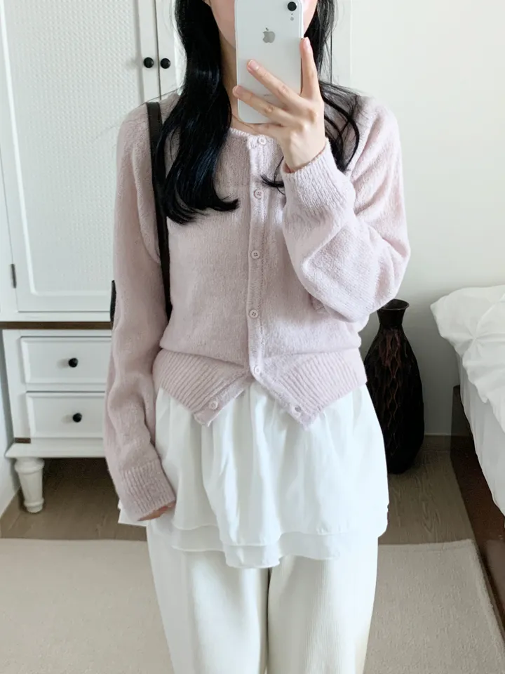 [보송/여리핏☁️] 바스 모헤어 가디건 (5color) 봄가디건/여름옷/데일리룩/데이트룩/벚꽃/나들이룩/핑크/니트/피크닉룩 상세 이미지 8