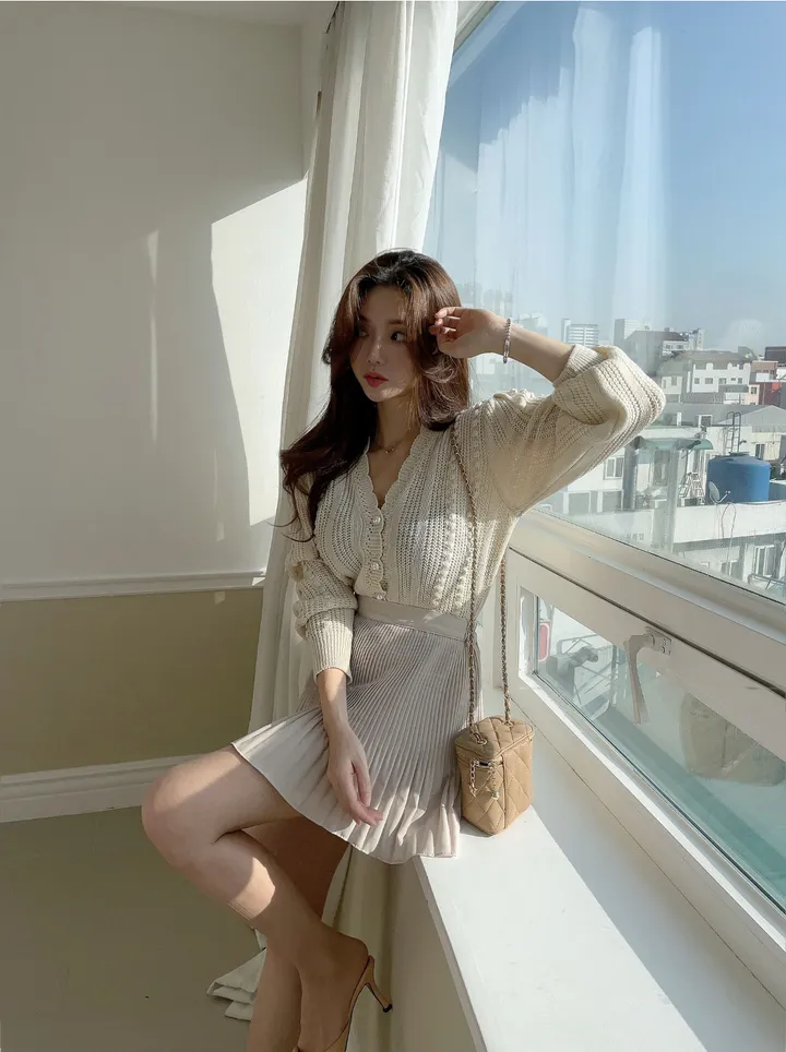 티에르 꽈배기 진주 가디건 상세 이미지 5