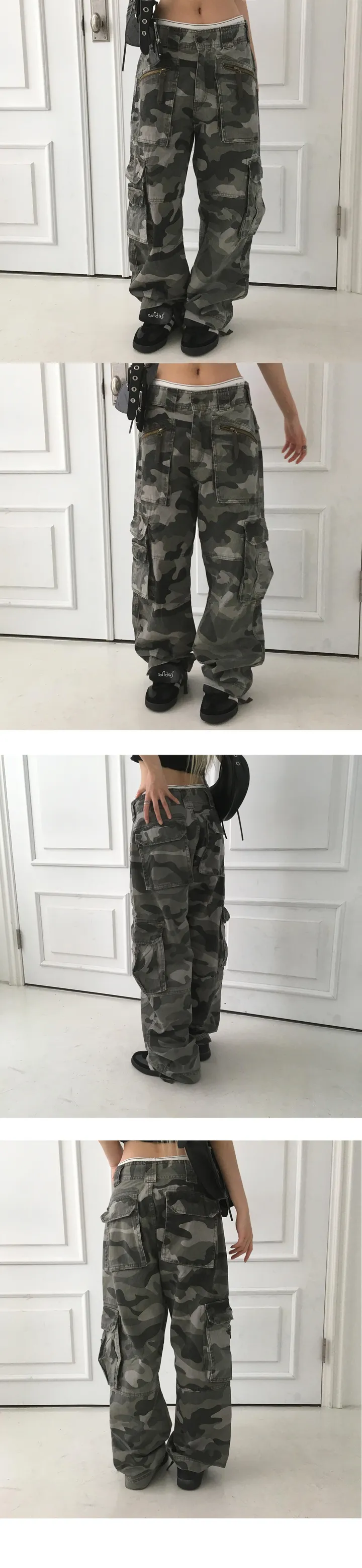 [모델코디소장🖤] 밀리터리 카모 카고 세미 와이드 팬츠-3color 상세 이미지 12
