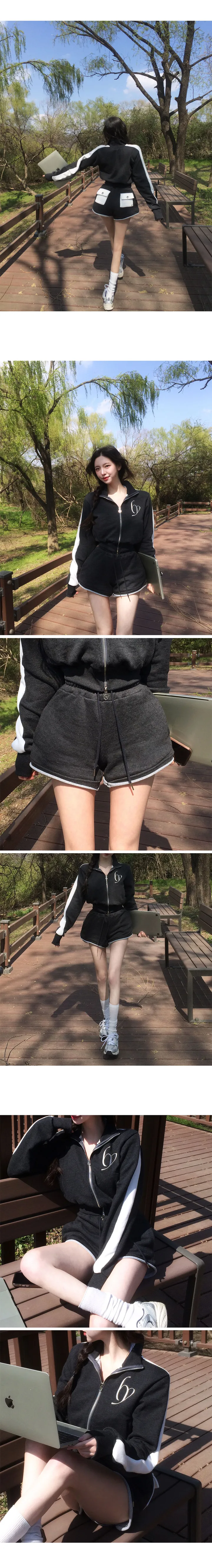 *부함x직각어깨핏[여름밤에도🖤] made 멜팅 배색 세미크롭 집업 상세 이미지 24