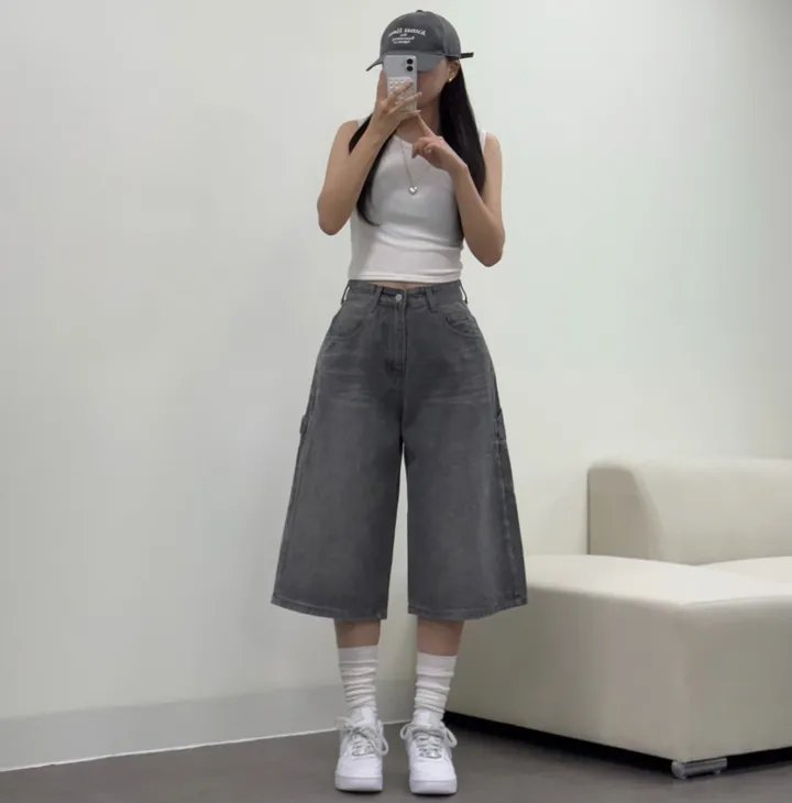[카펜더버뮤다🐰/숏&롱/~2XL] 아일렛 카펜더 5부 7부 버뮤다 데님 숏팬츠 여름반바지 기장선택 남녀공용 하체커버 빅사이즈 (5Col) 상세 이미지 14