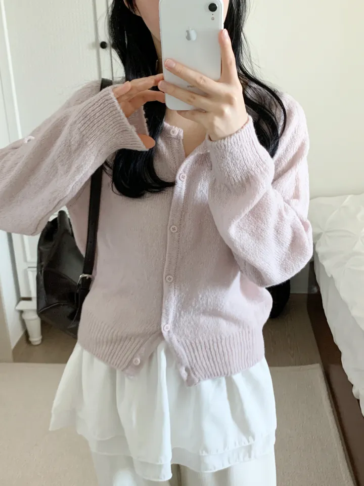 [보송/여리핏☁️] 바스 모헤어 가디건 (5color) 봄가디건/여름옷/데일리룩/데이트룩/벚꽃/나들이룩/핑크/니트/피크닉룩 상세 이미지 14