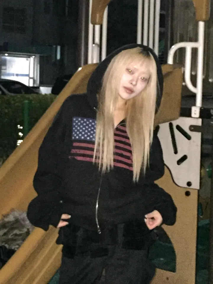 (기모ver) American flags cropped hooded zip-up [2color] 상세 이미지 16