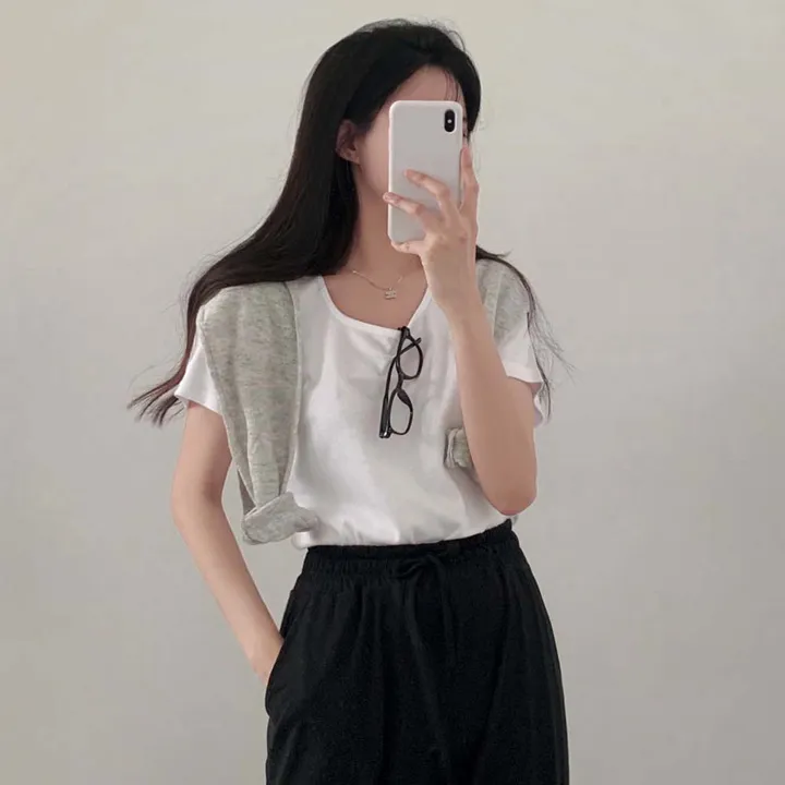 [팔말라핏/국내제작!]팔뚝살 부각없는, 라이프 베이직 스퀘어넥 루즈핏 반팔 티셔츠 상세 이미지 48