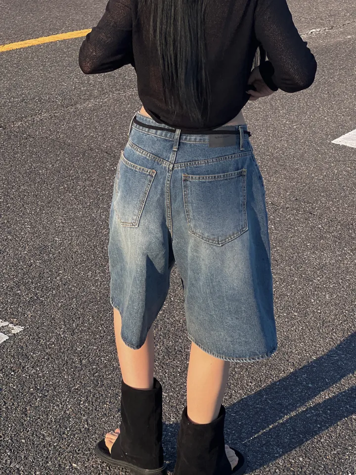 당일발송🔥핏보장 - 빈티지 캐주얼 데님 5부바지 - 버뮤다팬츠 상세 이미지 10