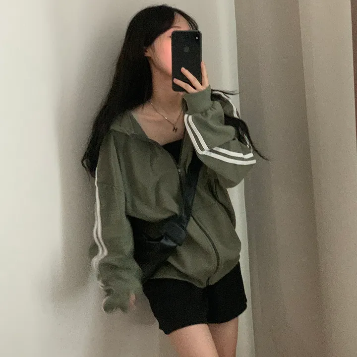 [루즈핏/꾸안꾸🖤] 키트 투라인 후드 집업 점퍼 상세 이미지 16