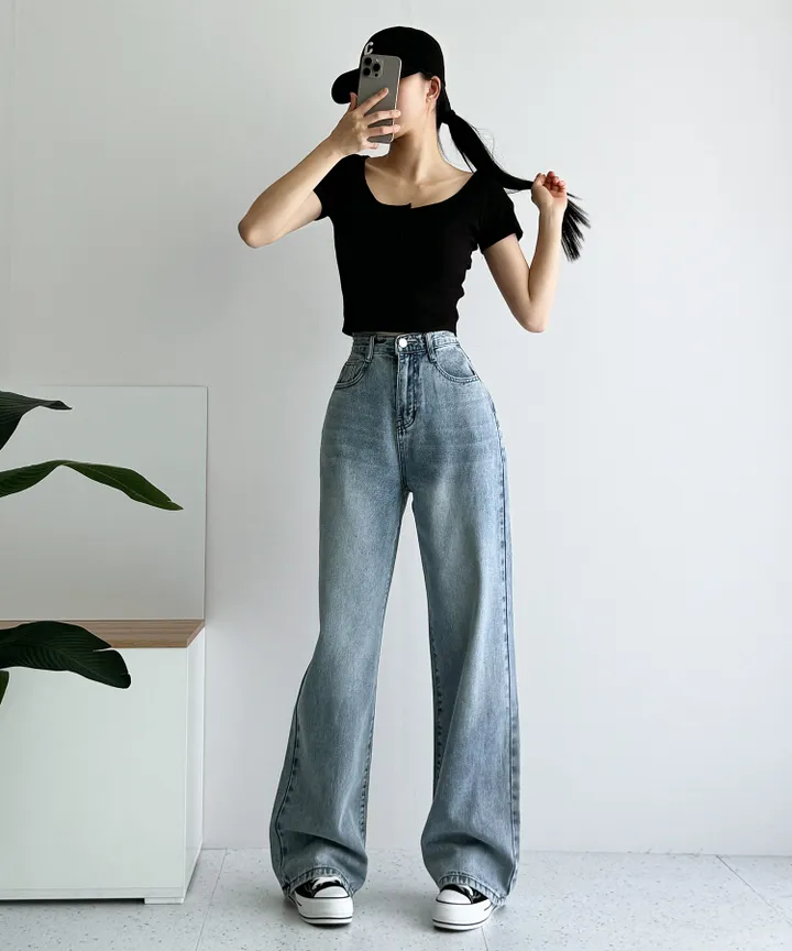 [3단기장/~2XL/6color/핫아이템]노수선와이드기획데님팬츠 상세 이미지 49