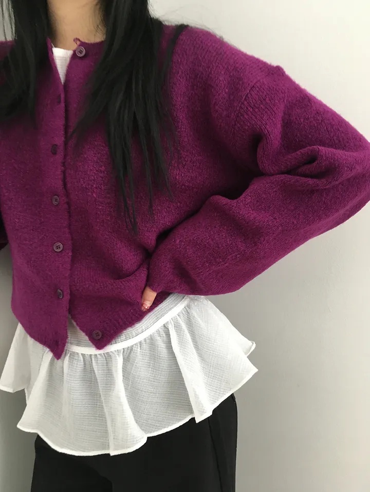 MD픽💜 엘가 라운드 세미크롭 니트 가디건(9color) 상세 이미지 14