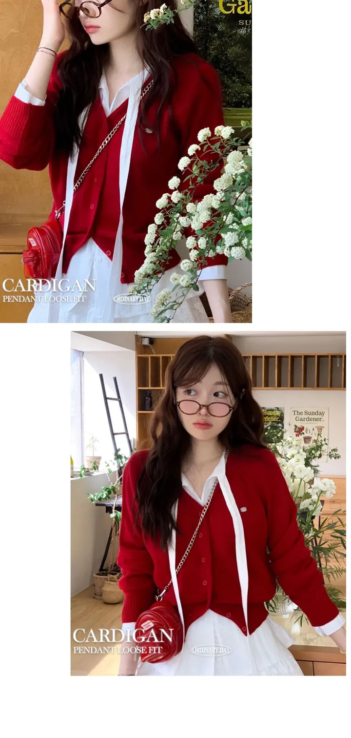 [펜던트/잘록핏]다즐링 펜던트 심볼 잘록핏 버튼 브이넥 루즈핏 니트 가디건 5color 상세 이미지 17