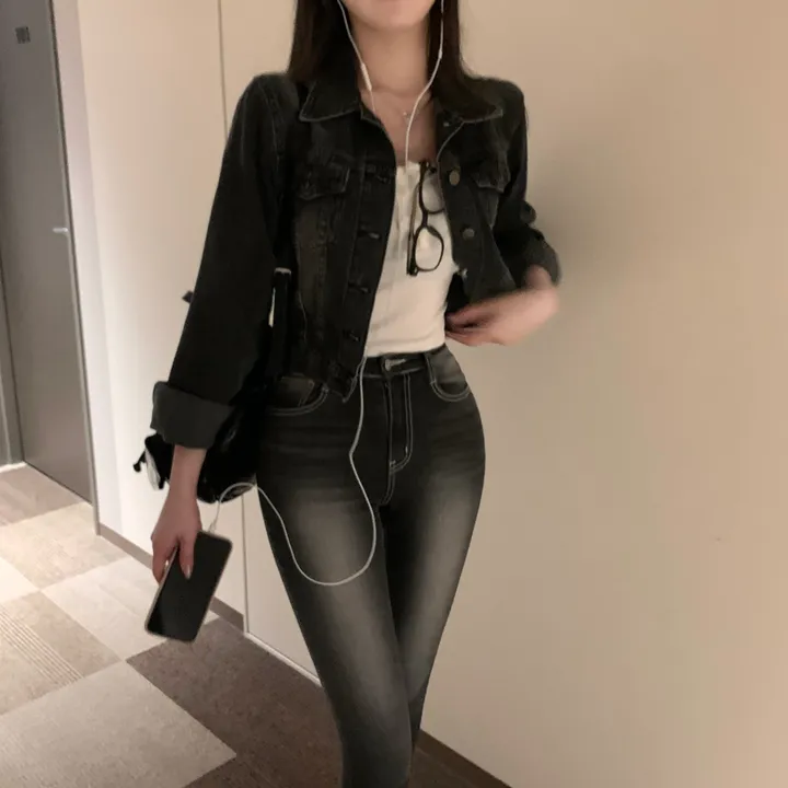 재입고완료 [ 인스타폭주템🐰🖤 ] 포트 흑청 데님 청자켓 크롭 봄 자켓 상세 이미지 10
