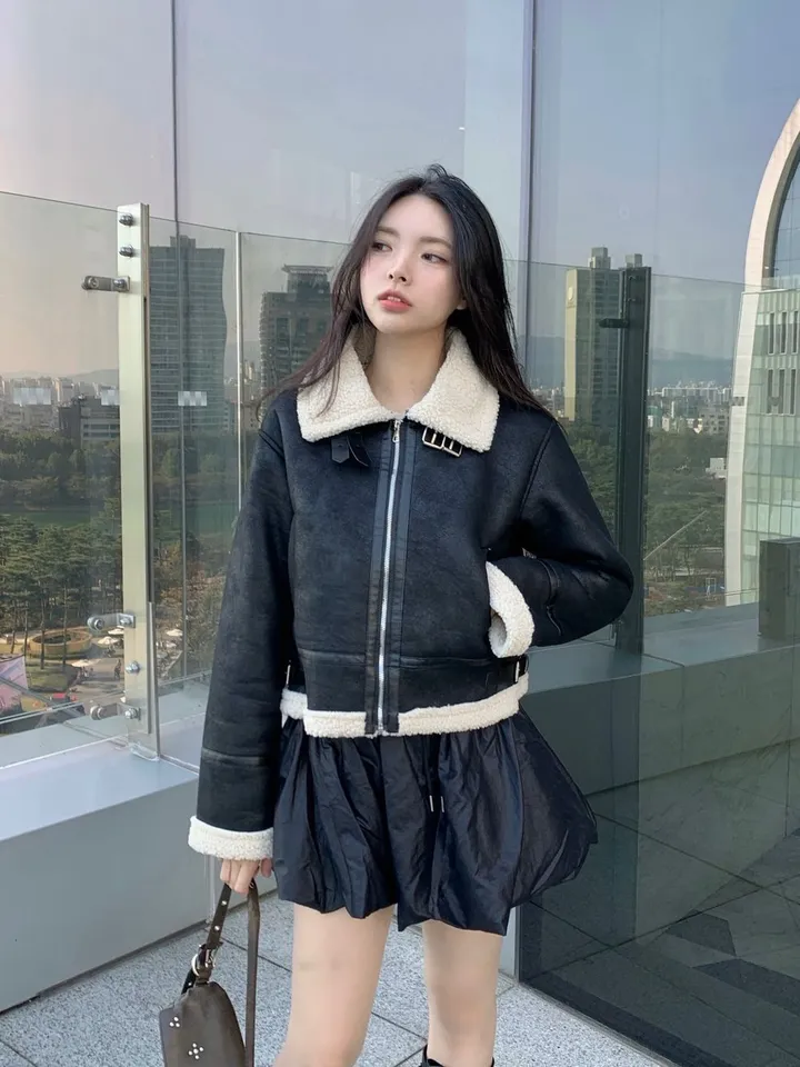 [무스탕맛집❄/유사품No!] 투버클 크롭 레더 양털 무스탕 jk 상세 이미지 21