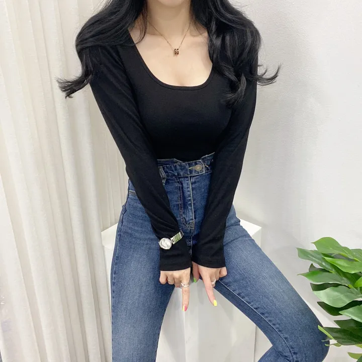 🚀당일발송🚀[묶음할인/데일리템] 봄 가을 디아 카야 둥근 스퀘어 긴팔 티셔츠 이너티 상세 이미지 31