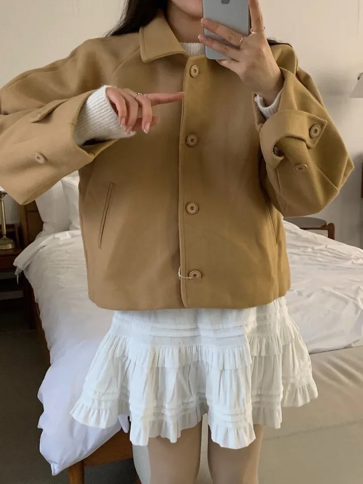 [아방루즈핏/💞러블리] 머스 카라 숏 코트 자켓 모직코트 상세 이미지 33