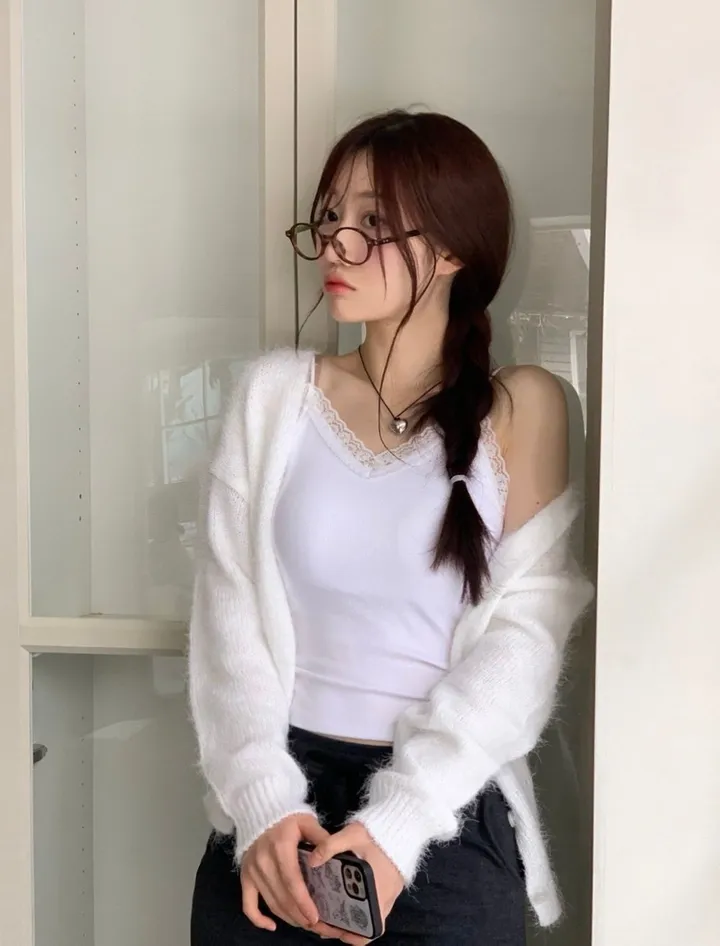 [캡내장O/스판좋아요/부드러워요]메이디 레이스 레이어드 슬림핏 슬리브리스 골지 캡나시 3color 상세 이미지 20