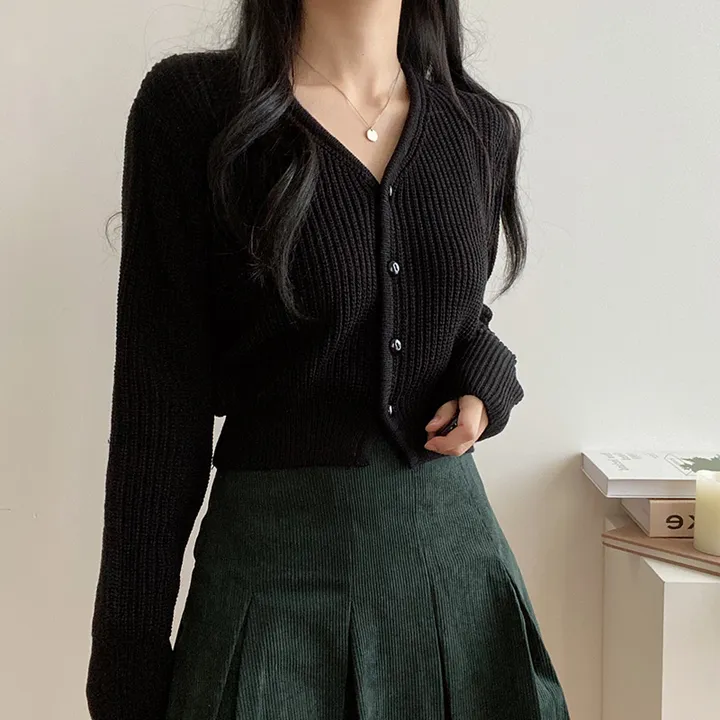 [도톰해요!/강추] 데일리 브이넥 크롭 니트 가디건 상세 이미지 31