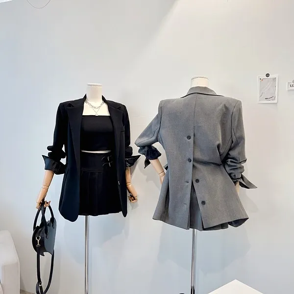 💙당일발송💙*자체제작* 뒷태여신 테일러드카라 대디자켓 버튼자켓 단추자켓 백트임 백버튼 뒷트임 오버핏자켓 슬림자켓 무지자켓 긴팔자켓 하프자켓 숏자켓 롱자켓 봄자켓 봄아우터 하객룩 상세 이미지 32