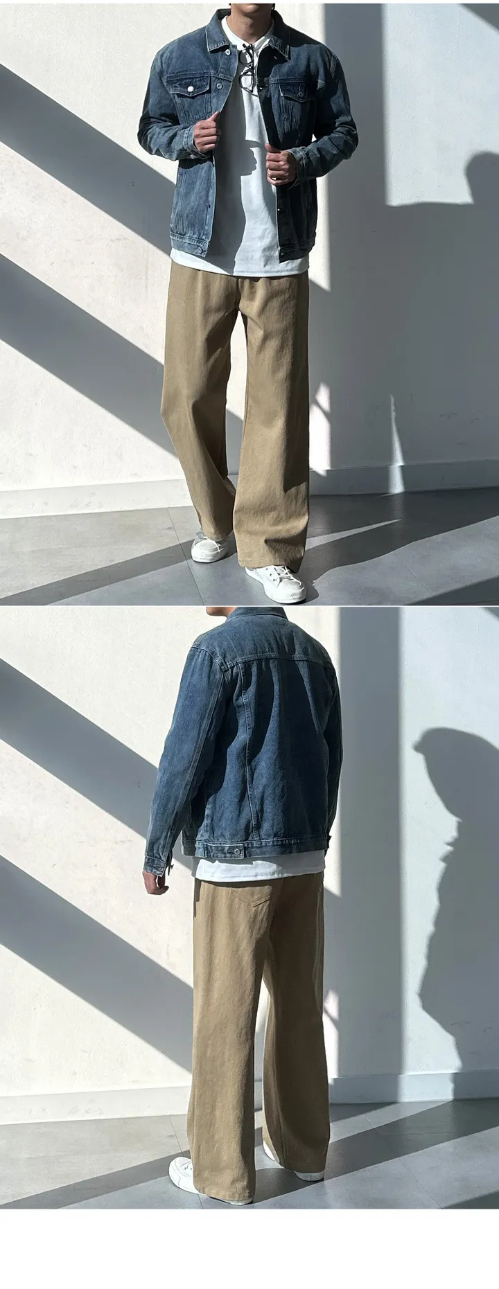 남자 비타 루즈 오버핏 봄 가을 투포켓 데님 청 자켓 연청 진청 상세 이미지 25