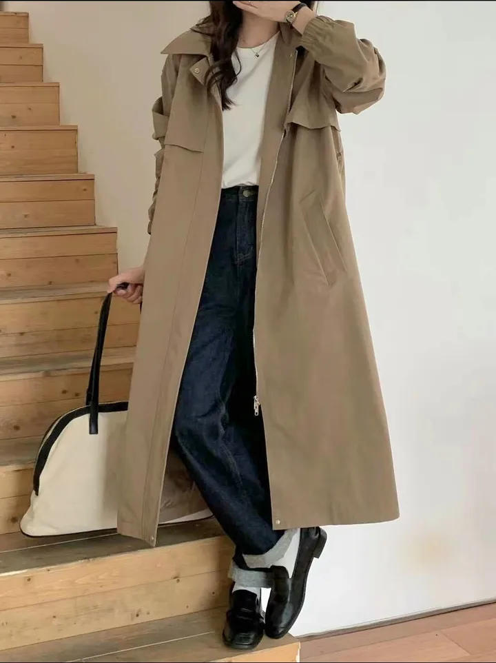 쫄벨트트렌치코트, 가을롱코트, 바라리,후드스트링, 캐쥬얼 상세 이미지 8