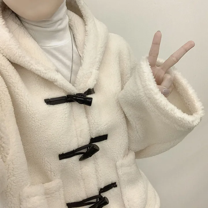 [귀여움/아방핏] 포근 후드 양털 떡볶이 퍼자켓 숏코트 덤블점퍼 상세 이미지 9