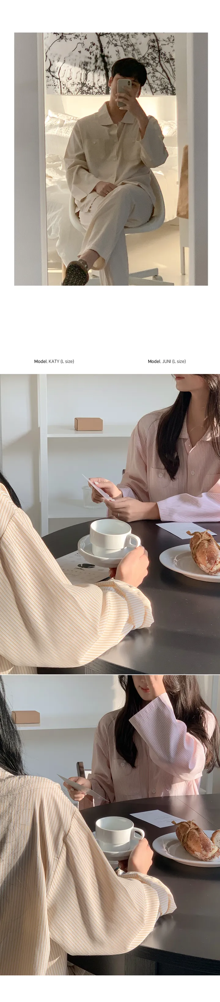 J'eu 슬로어 스트라이프 파자마세트 3color, 2size 상세 이미지 35