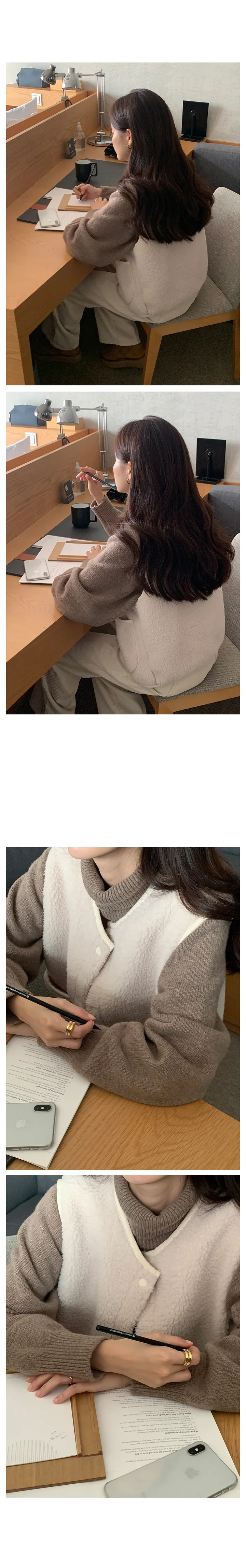 [RE:MOMENT/아이보리 당일발송] made. 포그 후리스 베스트 상세 이미지 25