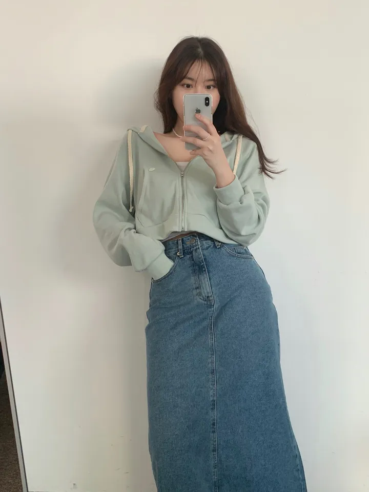 멜라운지 아크 후드 점퍼 mellounge 3col 레이스끈 패치 포인트 숏 러블리 파스텔 크롭 자켓 봄 상세 이미지 5