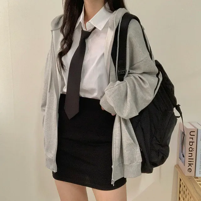 (◞˃ᆺ˂)◞💖[박시핏!/5컬러] 꾸안꾸강추 핏 예쁜 오버핏 심플 베이직 라인 두줄 포인트 기본 후드집업 상세 이미지 8