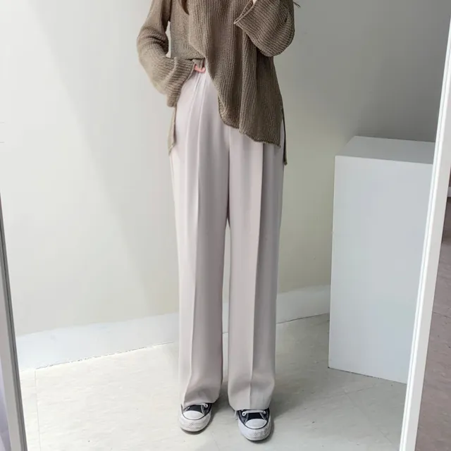 [인생핏ㅠㅠ/찐추천] 찰랑찰랑 하이웨스트 일자 핀턱 와이드 롱 슬랙스 일자 팬츠 꽃놀이룩 개강여신 아이보리 베이지 브라운 블랙 상세 이미지 46