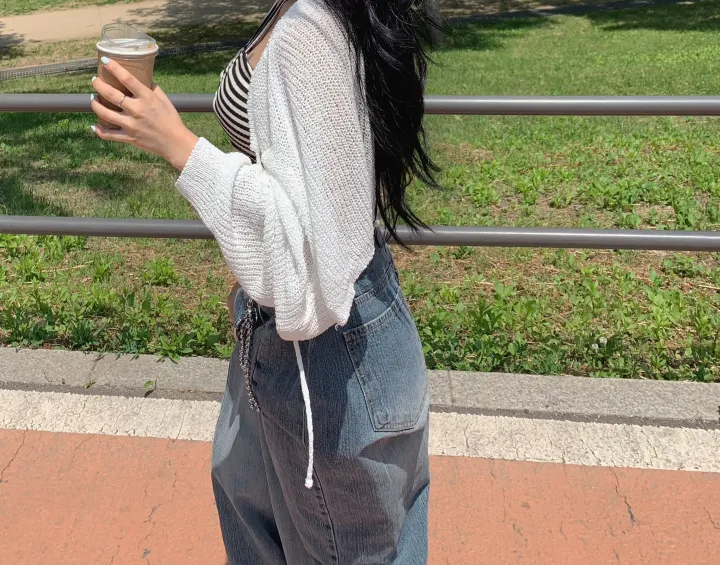 [여름필수☀/핏보장] 살안타템 8컬러 부클 썸머 살안타템 볼레로 리본 끈 크롭 루즈피 여리가디건 상세 이미지 10
