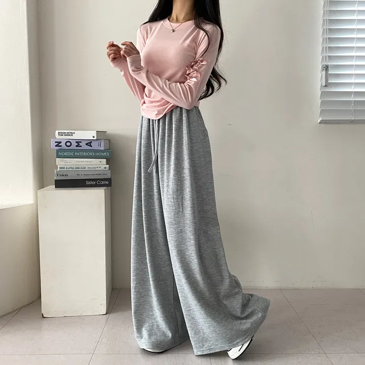 [~5XL까지💕/인생바지] 빅사이즈 허리 스트링 오버핏 통 와이드 밴딩 팬츠 상세 이미지 4