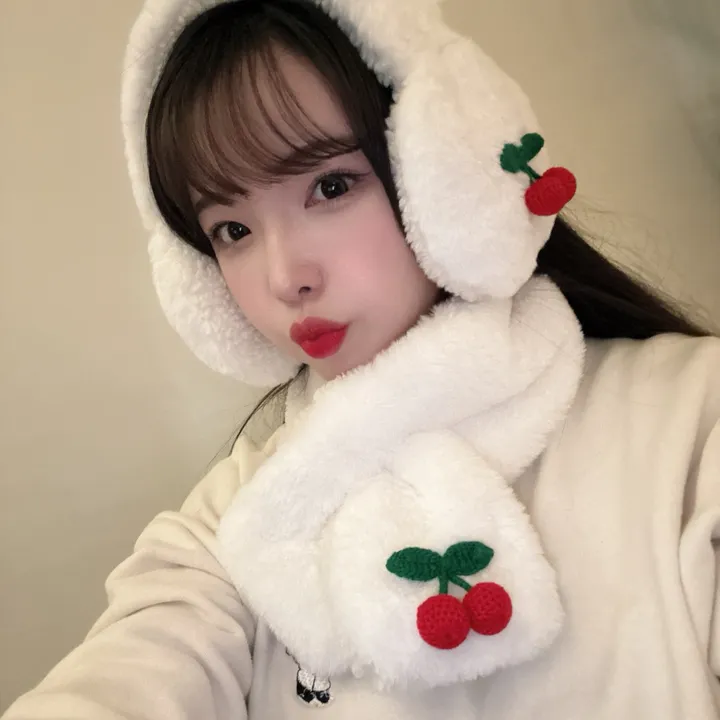 얼굴작아보여요🐑자체제작 스키장 모자 썰매장 양면착용 3컬러 귀도리 목도리 세트 머플러 귀마개 빅사이즈 겨울 포근 몽글몽글/ 상세 이미지 13