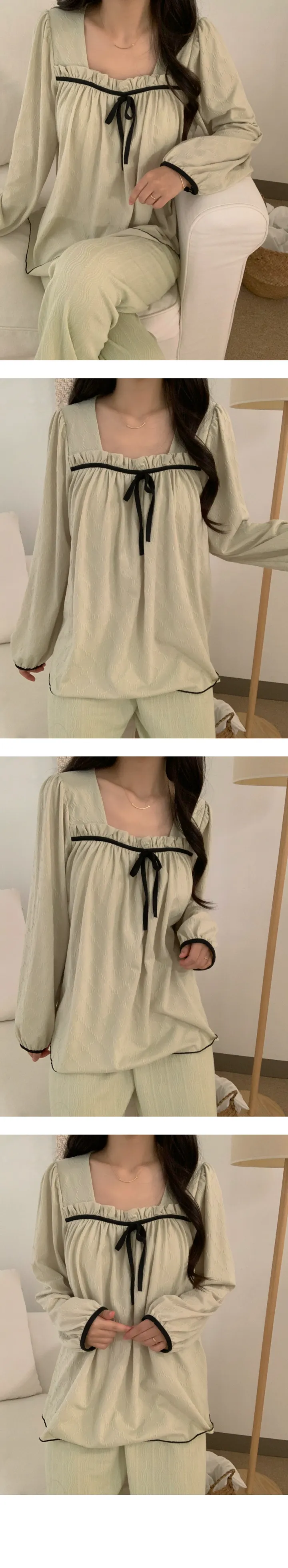 [부분당일] [릴스핫템] 로망 브라캡 긴팔 긴바지 잠옷 세트 3color 2size 상세 이미지 11
