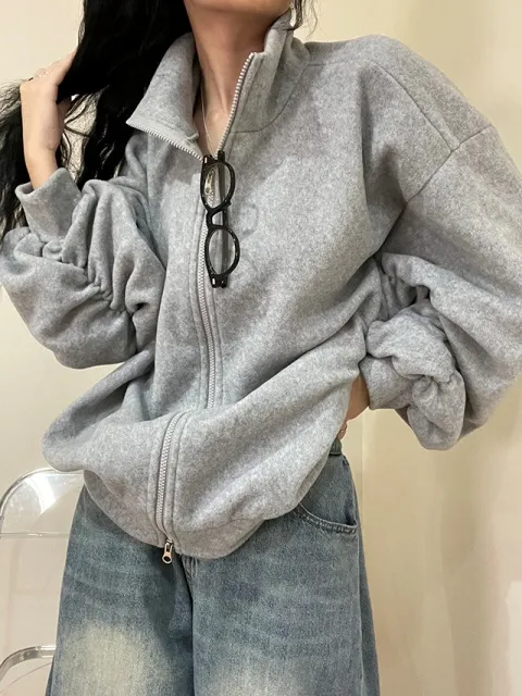 후리스 투웨이 플리스 집업 셔링 트레이닝 빅사이즈 오버핏 쇼매셔링 폴리스 캐주얼 상세 이미지 45