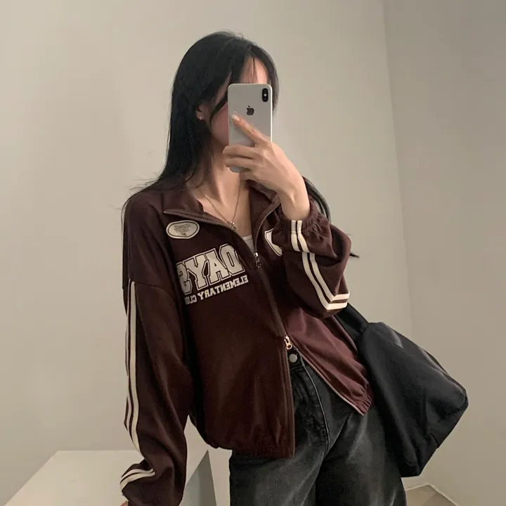 [후기보장*.*/🤎] 필드 라인 배색 투웨이 카라 레터링 집업,점퍼 - 4color 상세 이미지 5