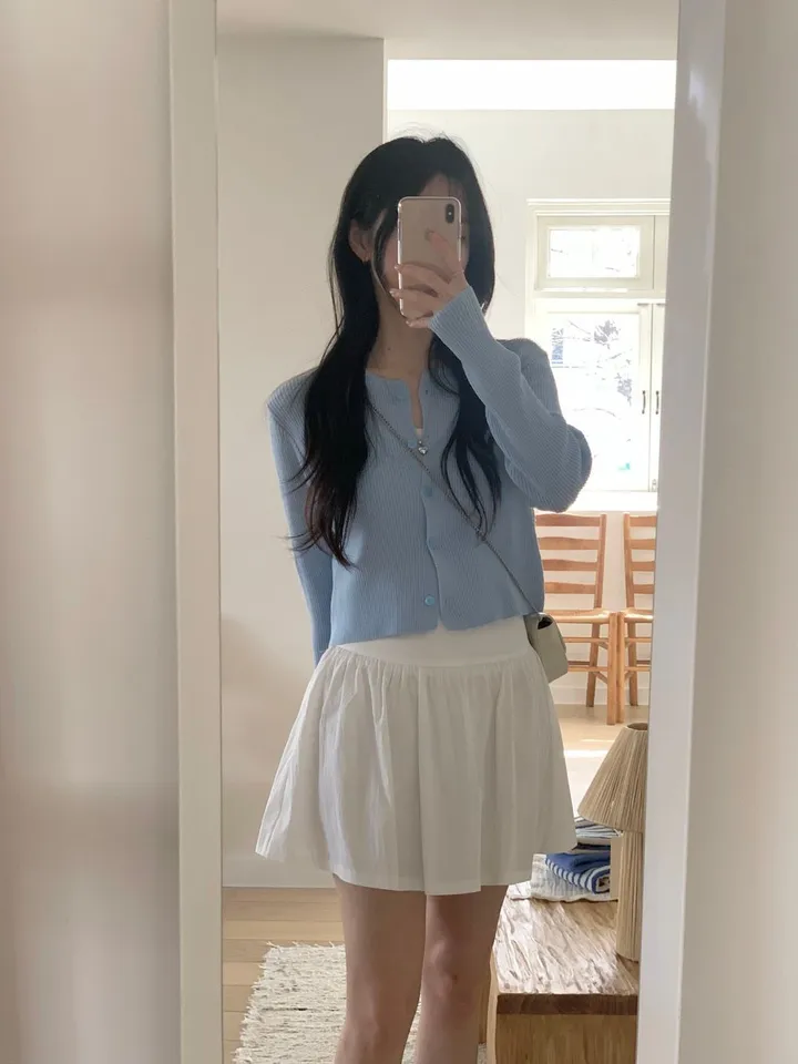 레이 여름 린넨 골지 크롭 라운드 긴팔 가디건 (9color) [ 봄 여름 살안타템 데일리룩 기본 베이직 ] 상세 이미지 31