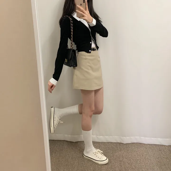 [벨트 SET] 미우 베이직 미니스커트 / 치마 속바지O 데이트룩 하객룩 나들이룩 모던 봄 스커트 미니멀 상세 이미지 9