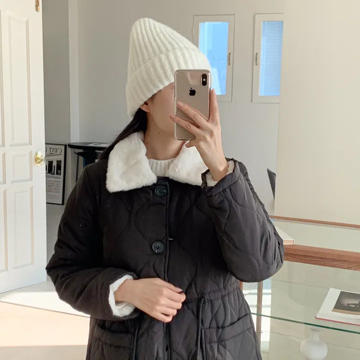 [당일출고/고퀄💯] 안감전체퍼 퍼카라 누빔 밍크 롱패딩 코트,2color 상세 이미지 7
