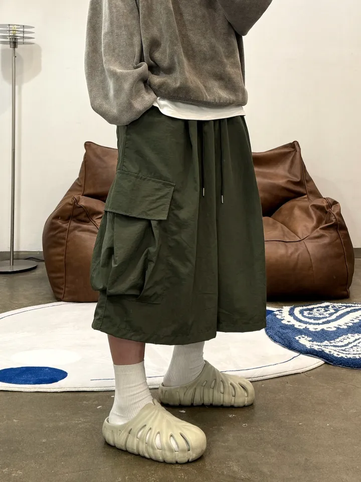 (누적 1000장)(4COLOR) 빅포켓 나일론 8부 카고팬츠 (카고반바지, 여름반바지, 8부팬츠, 와이드반바지, 카고하프팬츠, 나일론팬츠) 상세 이미지 21