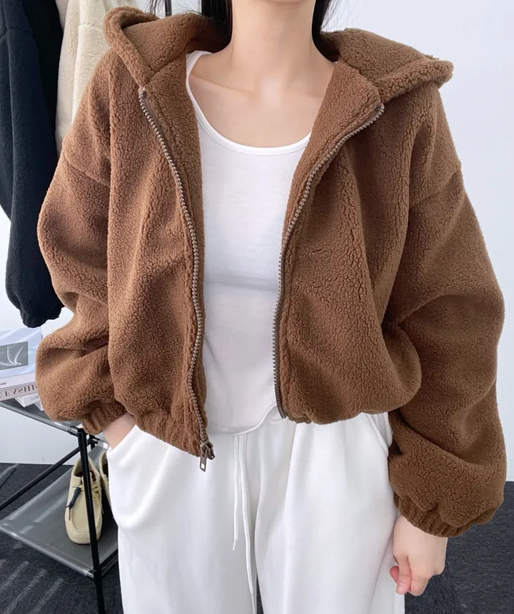 *아방핏후드집업* 뽀글이 후리스 플리스 후드집업 가을 겨울 아우터 집업 오버핏 상세 이미지 9
