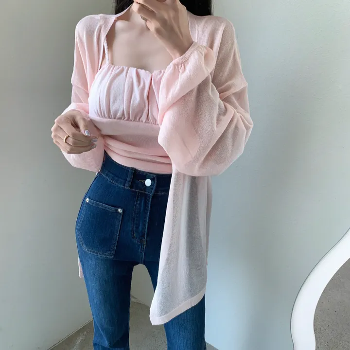 로코 셔링탑set 루즈핏 가디건 상세 이미지 6