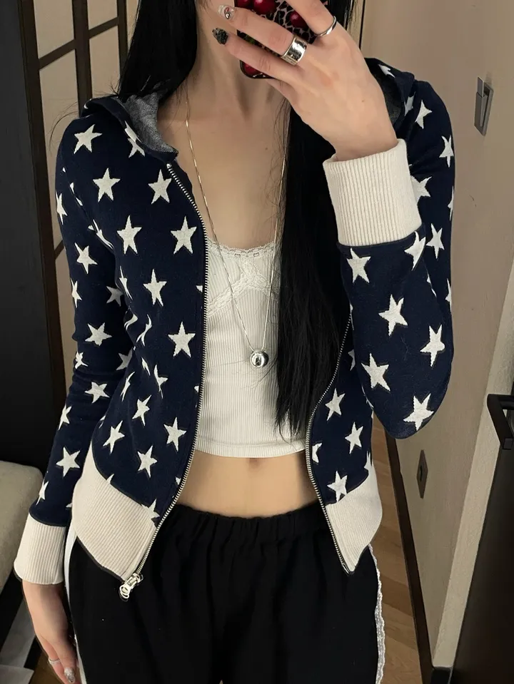 [MD소장/인기상품] y2k star pattern slim crop hood zip-up / y2k 별 스타 패턴 슬림 크롭 후드 집업 상세 이미지 38
