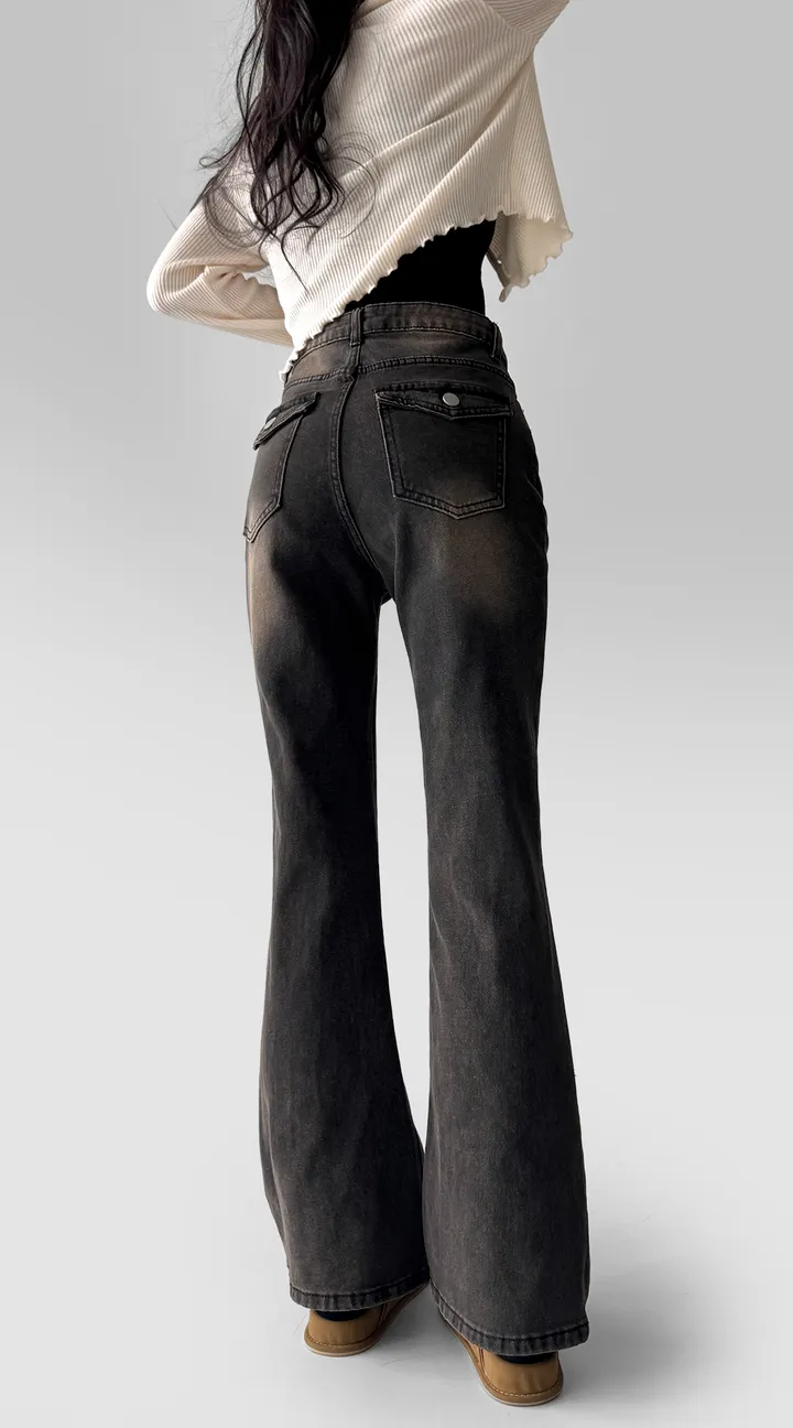 [~XL/2기장] 보헤미안 포켓걸 인어핏 S라인 워싱 부츠컷 데님 팬츠 바지 상세 이미지 14