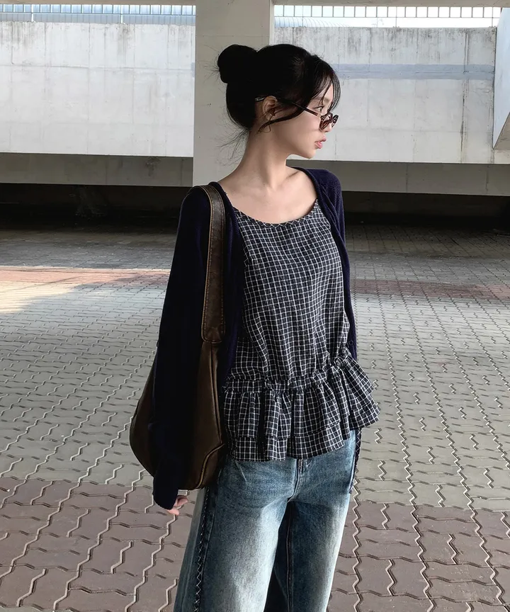 [데일리🫧벚꽃룩] 부코 펜던트 브이넥 니트 가디건 봄 가을 / 벚꽃룩 개강룩 데이트룩 여름가디건 여름니트 클래식블랑 상세 이미지 48