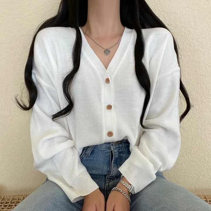 [12컬러/루즈핏] 복숭아 브이넥 단추 긴팔 가디건 상세 이미지 10