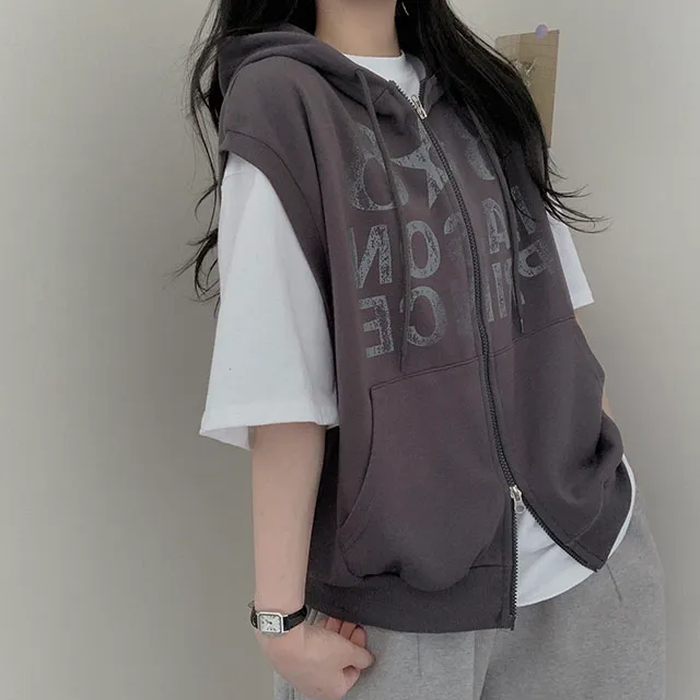 [투웨이/빈티지] 808레터링 포인트 오버핏 후드조끼 상세 이미지 10
