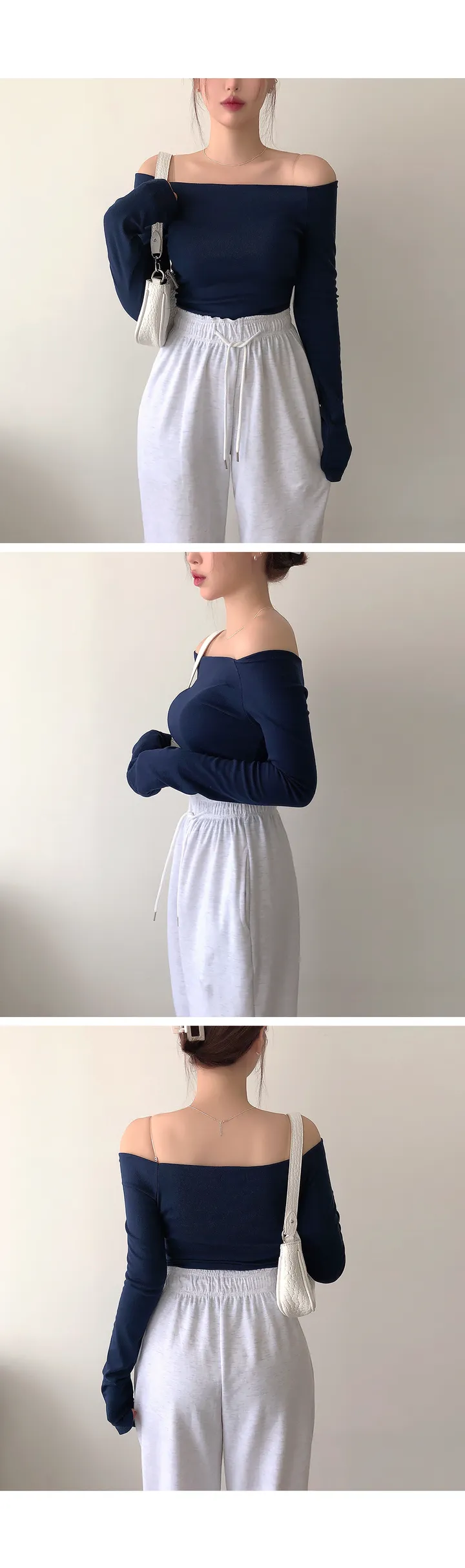 [인생컬러/여리핏] 우프 오프숄더 슬림핏 긴팔 티셔츠 봄티셔츠 봄신상 봄옷 가을티셔츠 가을옷 가을신상 상세 이미지 8